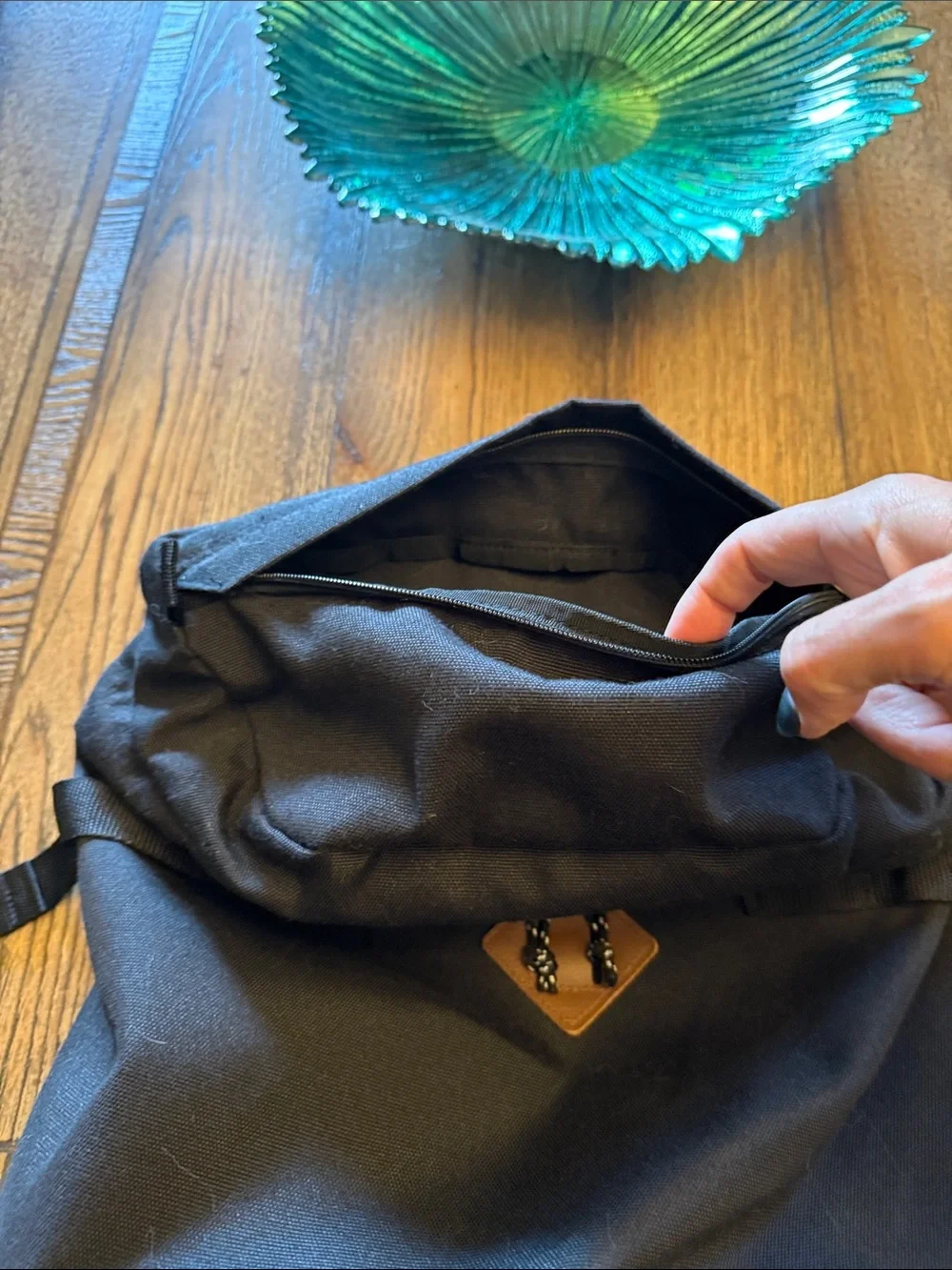 Vans Clamber Black Canvas Backpack with Leather Accent